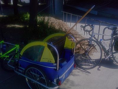 Taking my â€˜utility vehicleâ€™ along San Jose bike trail on a cleanup ride